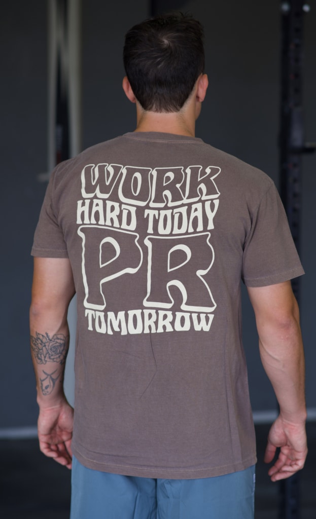 Work Hard Today, PR Tomorrow T Shirt Espresso